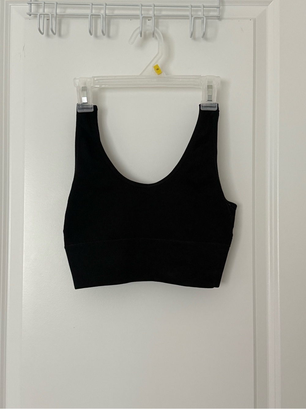 Black Ribbed Scoop-Neck Tank Top / Sports Bra - Women